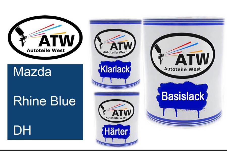 Mazda, Rhine Blue, DH: 1L Lackdose + 1L Klarlack + 500ml Härter - Set, von ATW Autoteile West.